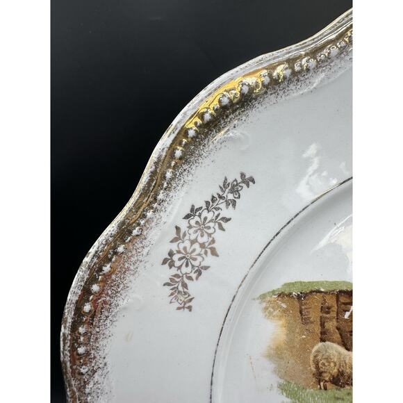 RARE EECCO Porcelain Plate Hand Painted Sheep One Year Produced 10 Inch Gilded - Picture 4 of 6